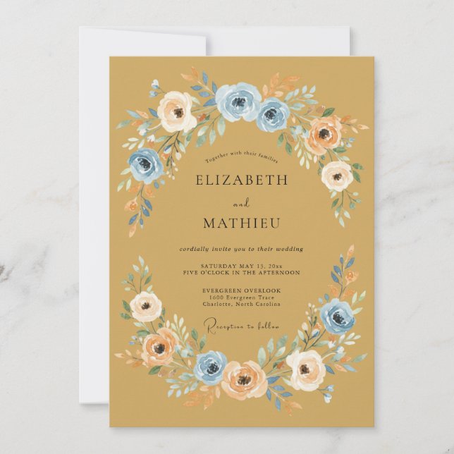 Invitation Jaune Moutarde Mariage Automnal Vibrant (Devant)
