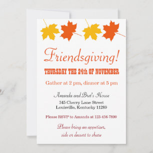 Invitation Jaune Orange Automne Feuilles Amical