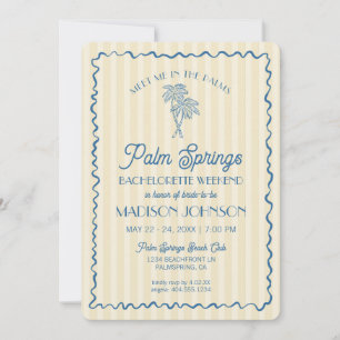 Invitation Jaune Palm Spring Pastel Plage Enterrement de Vie 