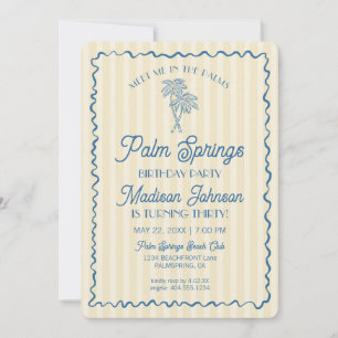 Invitation Jaune Palm Springs Pastel Beach Anniversaire Party