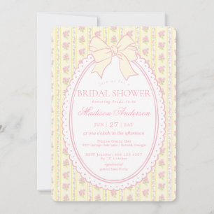 Invitation Jaune Pastel Fête de Mariage Florale Vintage Éléga