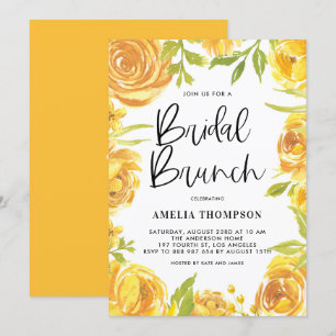 Invitation Jaune Peony et Rose Floral Wreath Bridal Brundal
