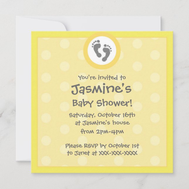 Invitation Jaune point neutre pour le genre invite à la douch (Devant)