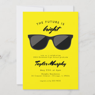 Invitation Jaune Retro Graduation Party Future est brillant