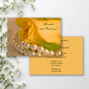 Invitation Jaune Rose blanche Perles d'engagement