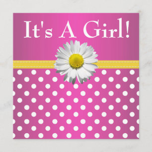 Invitation jaune rose de baby shower de marguerite