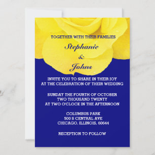 Invitation Jaune Rose Marine Bleu Floral Blanc Unique Mariage