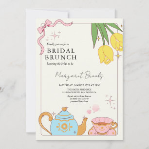 Invitation Jaune rose mignonne Mariée Brunch Douche Tea Party