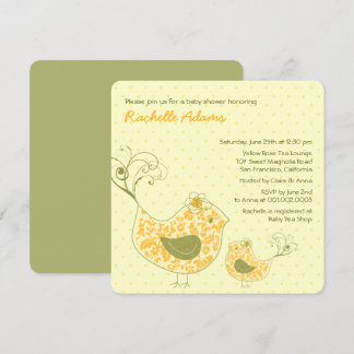 Invitation Jaune Tourbillonnant maman et bébé Baby shower d'o
