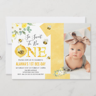 Invitation Jaune Un Miel Floral Abeille Premier Anniversaire
