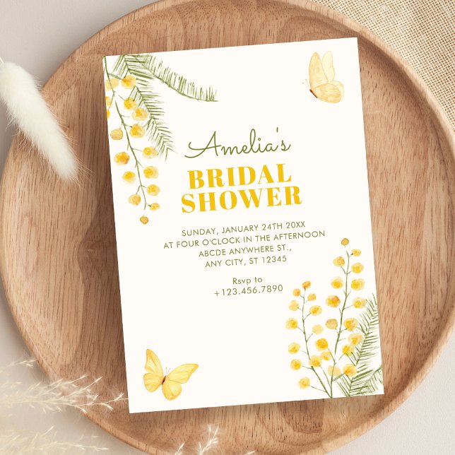 Invitation Jaune vert floral papillon douche de mariée (Créateur téléchargé)
