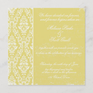 Invitation Jaune vintage d'invitation de mariage damassé