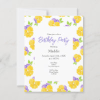 Jaune violet Aquarelle Pansy Motif