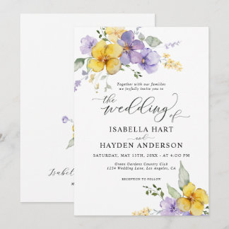 Invitation Jaune violet lavande Boho Rustique Mariage Floral