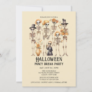 Invitation Jaunty Skeleton Portrait de famille Halloween Part
