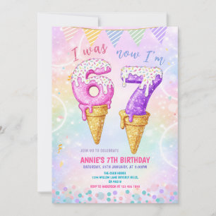 Invitation J'avais 6 ans maintenant 7 ans Cône de glace d'ann