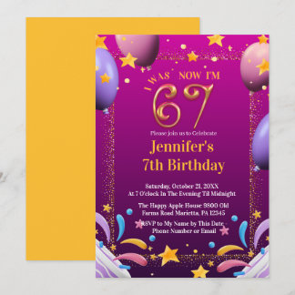 Invitation J'avais 6 ans maintenant j'ai 7 ans Anniversaire p