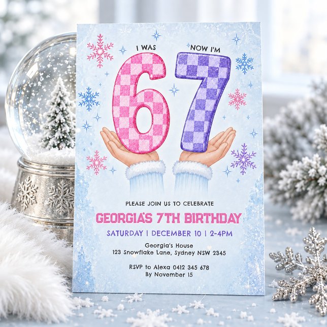 Invitation J'avais 6 ans maintenant j'ai 7 ans : Flocon de ne (Créateur téléchargé)