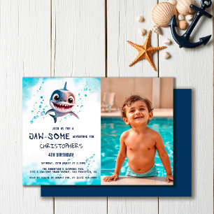 Invitation Jawsome de requin sous la mer Fête d'anniversaire