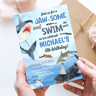 Invitation Jawsome Requin sous la mer Anniversaire