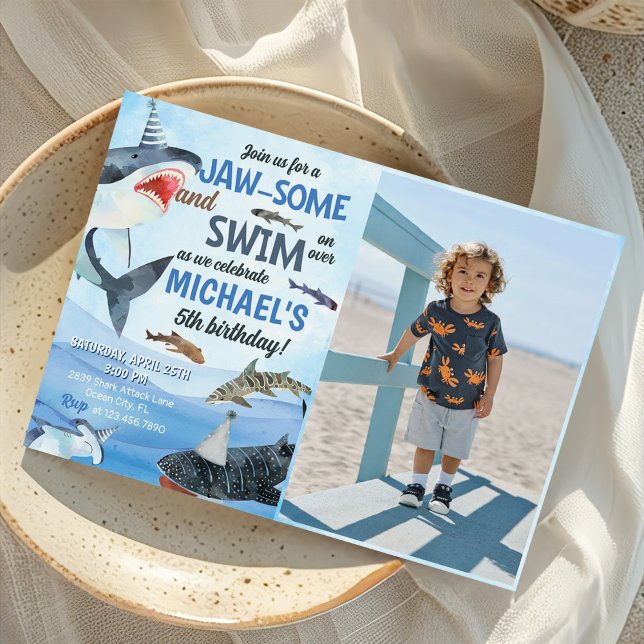 Invitation Jawsome Shark Under the Sea Birthday Photo (Créateur téléchargé)