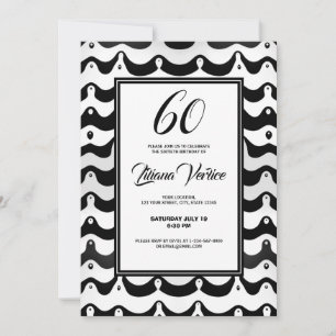 Invitation Jazzy noir et blanc Vague Zebra Stripes
