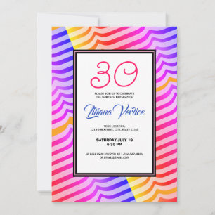 Invitation Jazzy Trippy Psychedelic Tropical Stripey Motif