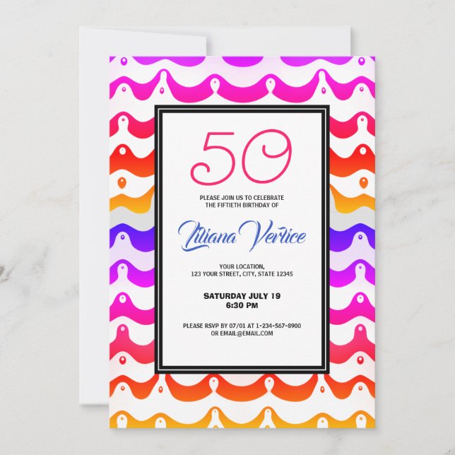 Invitation Jazzy Tropical Psychedelic Wavy (Devant)