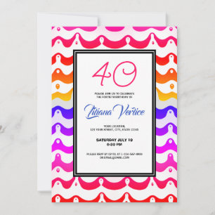 Invitation Jazzy Tropical Psychedelic Wavy Stripes