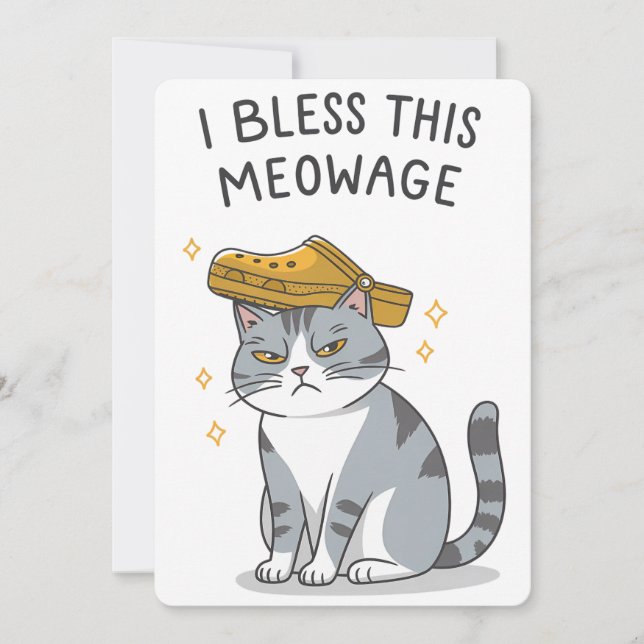 Invitation Je bénis ce mariage Meowage drôle de mariage de ch (Devant)