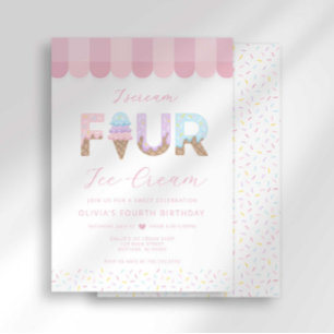 Invitation Je crie quatre glace d'anniversaire
