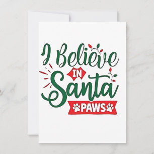 Invitation Je crois en Père Noël Paws amusants Amoureux de le