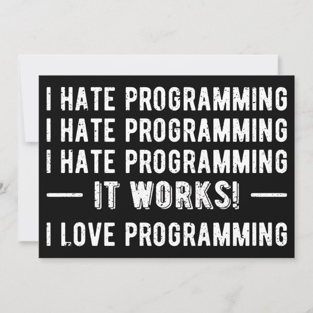 Invitation Je déteste la programmation - Drôle programmeur II (Devant)