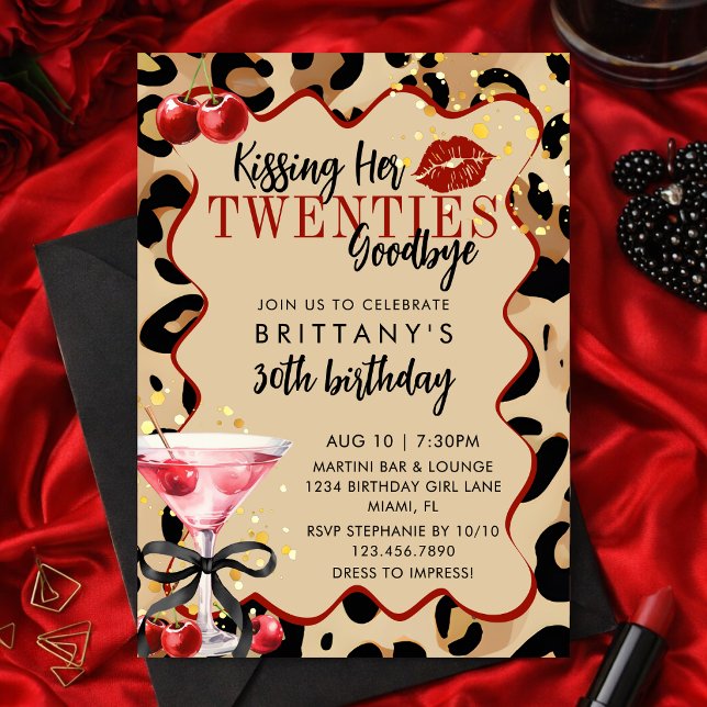 Invitation Je dis adieu à mes 20 ans Glam Martini 30e anniver (Créateur téléchargé)