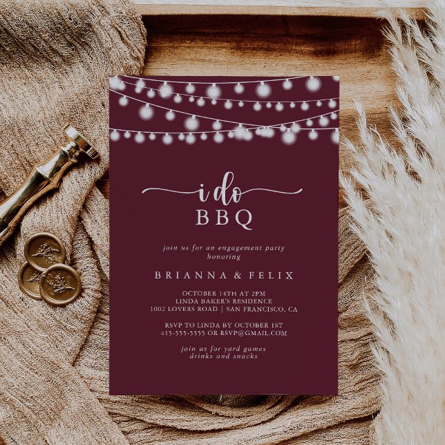 Invitation Je fais BBQ Burgundy Lights (Créateur téléchargé)