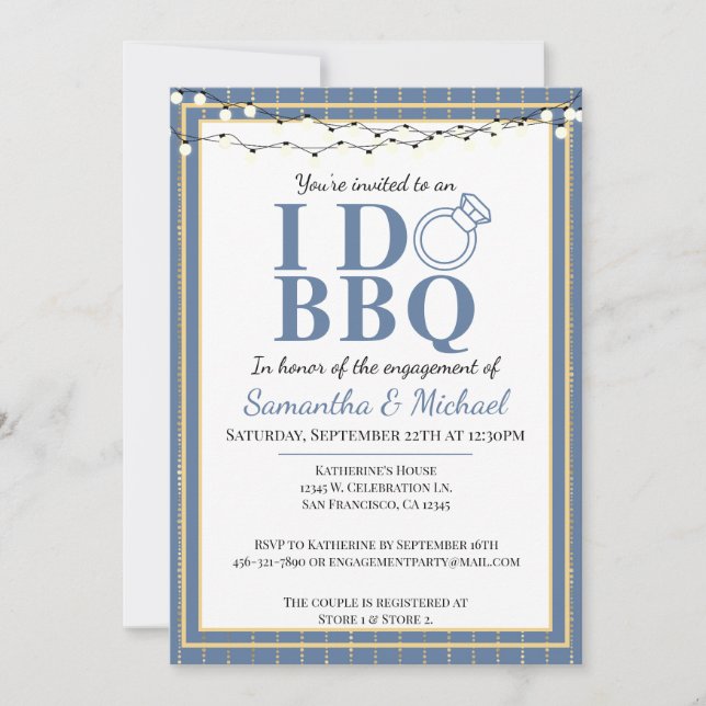 Invitation Je fais BBQ Couples de douche Partie d'engagement (Devant)