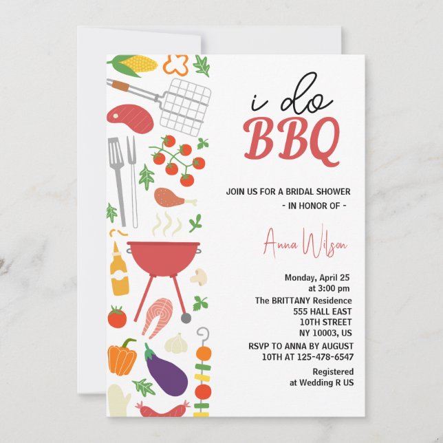 Invitation Je fais BBQ couples douche fiançailles nuptiale Ma (Devant)
