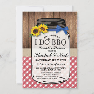 Invitation JE FAIS BBQ Couples Tournesol Douche Jar Rouge Cha