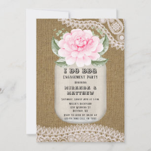 Invitation Je fais BBQ Mason Jar Pink Peony Party