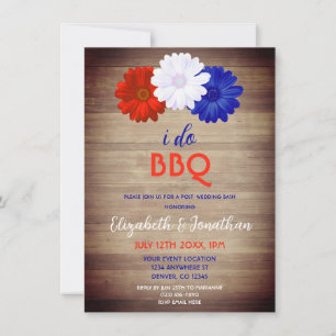 Invitation Je fais BBQ Patriotique Floral Post-Mariage