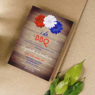 Invitation Je fais BBQ Patriotique Floral PréMariage Bienvenu