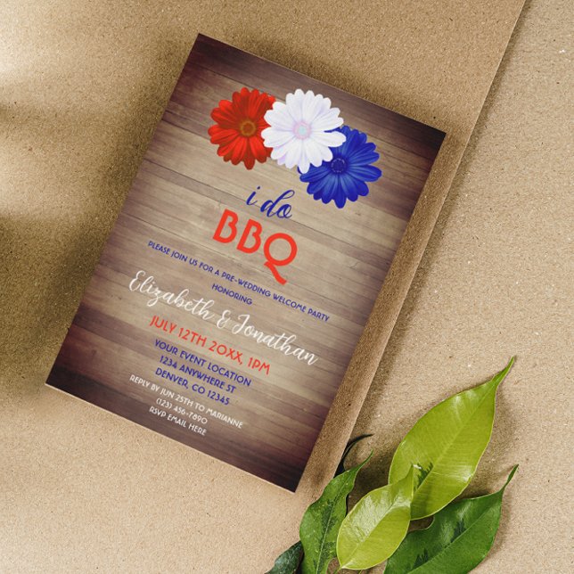 Invitation Je fais BBQ Patriotique Floral PréMariage Bienvenu (Créateur téléchargé)