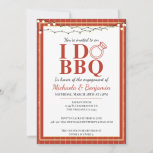 Invitation Je fais BBQ Red Engagement Party Couples Douche
