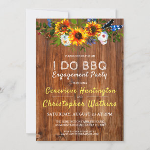 Invitation Je FAIS BBQ Rustic Barn Wood Floral Engagement Par