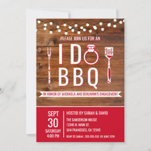 Invitation Je fais BBQ Rustic Engagement Partie Couples Douch