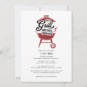 Invitation JE FAIS BBQ Rustic Plaid Couples Fiançailles douch