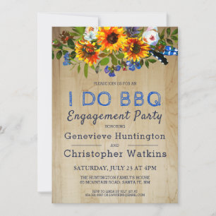 Invitation Je fais BBQ Rustique Floral Barn Wood Engagement P