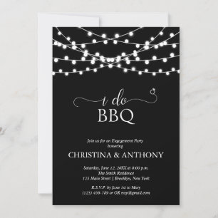 Invitation Je fais BBQ Rustique String Lights Engagement Part