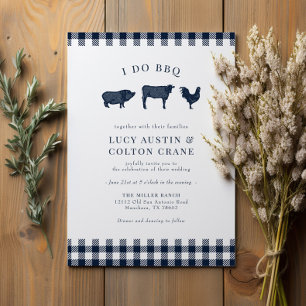 Invitation Je fais BBQ Vintage Marine Buffalo Plaid Mariage