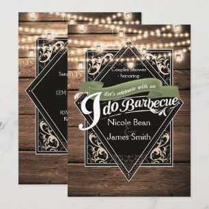 Invitation JE FAIS DES BARBECUES BBQ Bois Rustique & Lumières